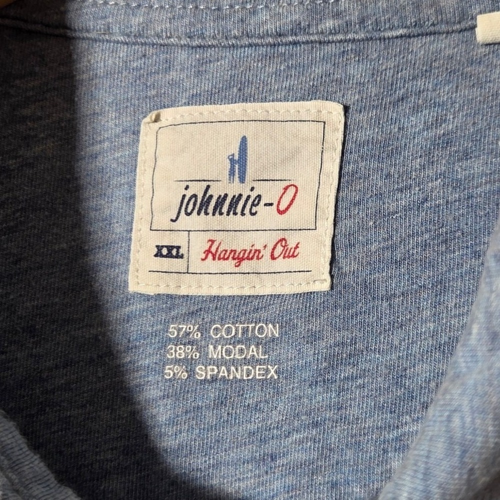 Johnnie-O Hangin' Out 2XL Blue Heather Polo Modal Blend Coastal Golf Preppy - Picture 4 of 6